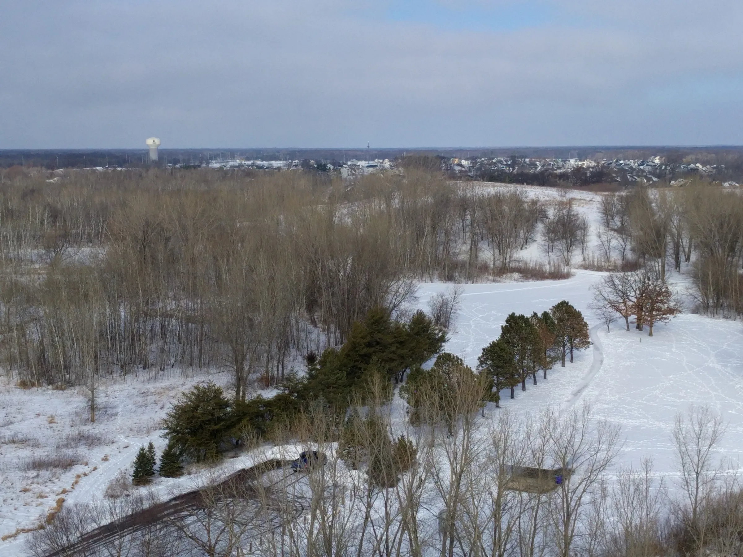 Pond and green space at Lochness Park in Blaine, Minnesota